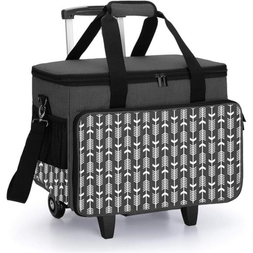 Detachable Rolling Sewing Machine Carrying Case, Trolley Tote Bag with Removable